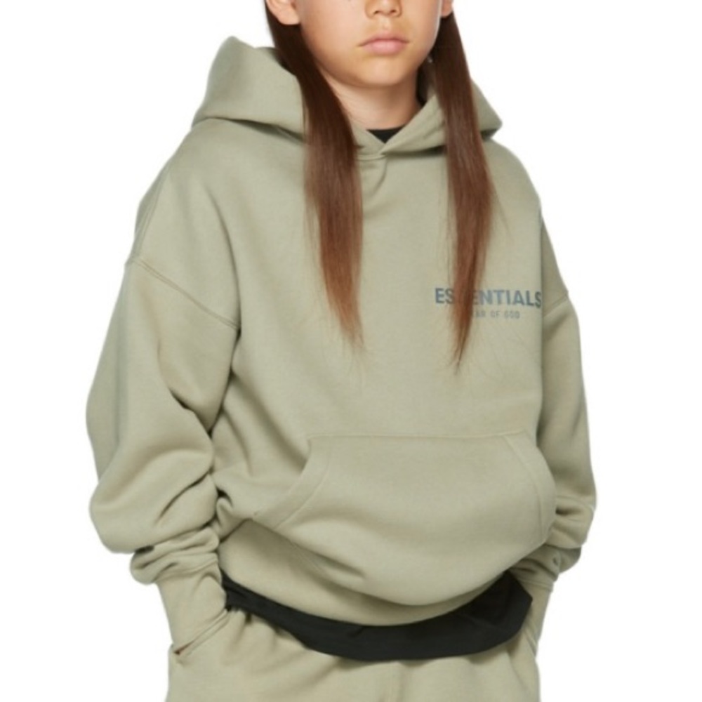 Fear of God ESSENTIALS Green Pullover Kids Hoodie (Fall 2021)